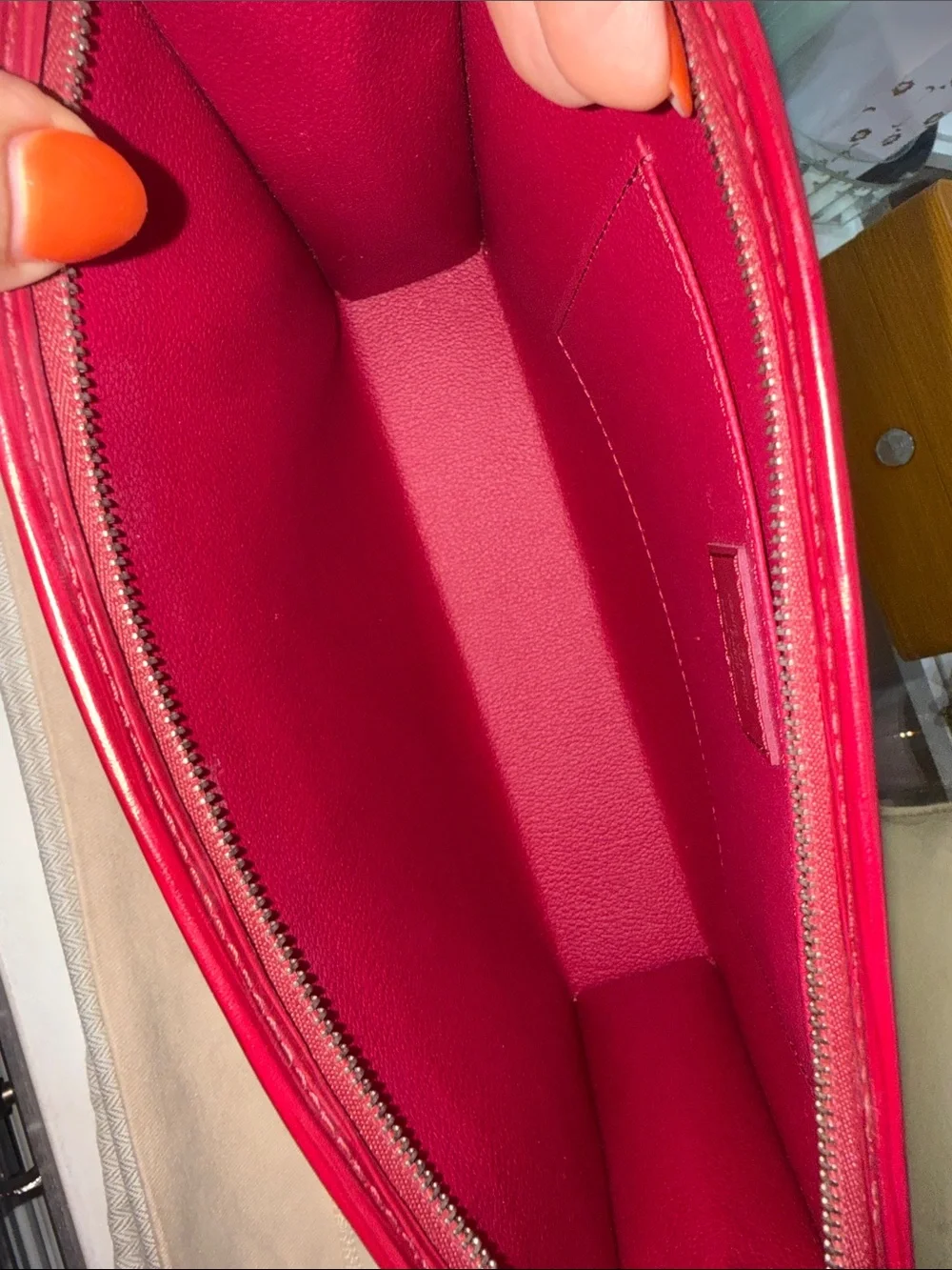 Louis Vuitton Burgundy Epi Leather Zip Makeup Pouch